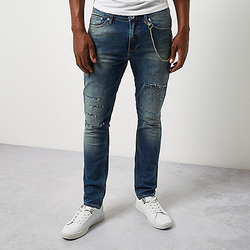 river island sale men s jeans,Where Sells jacques-vertuk Clothes Dark blue skinny Sid chain jeans Jeans Sale men