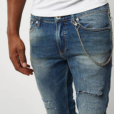 river island sale men s jeans,Where Sells jacques-vertuk Clothes Dark blue skinny Sid chain jeans Jeans Sale men