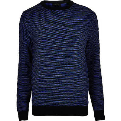 jacques-vertuk Dark blue textured knit sweater 292195 men Jumpers / Cardigans