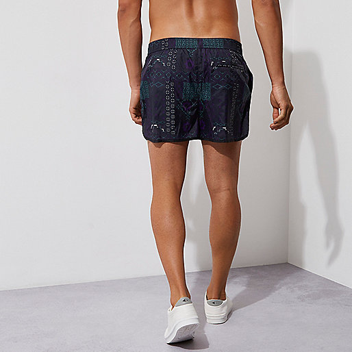 river island mens puffer jacket,jacques-vertuk Dresses Sale Dark blue tile print runner swim trunks Shorts Sale men