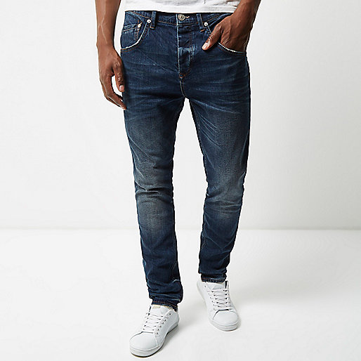 river island blue shoes,jacques-vertuk Online Dark blue wash Chester vintage tapered jeans men 294306