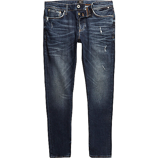 jacques-vertuk Dark blue wash distressed Sid skinny jeans 302779 men Jeans Skinny Jeans