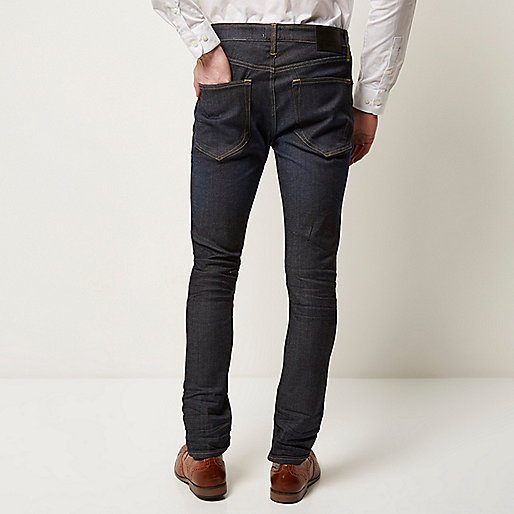 river island plisse,jacques-vertuk Stores Dark blue wash RI Flex Sid skinny jeans men 289940