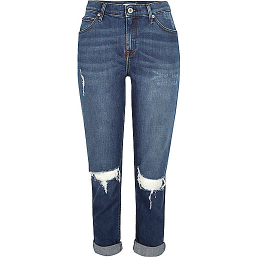 jacques-vertuk Dark blue wash ripped Ashley boyfriend jeans 689448 women Seasonal Offers