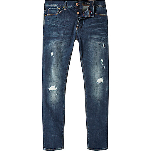 jacques-vertuk Dark blue wash ripped Sid skinny jeans 287585 men Jeans