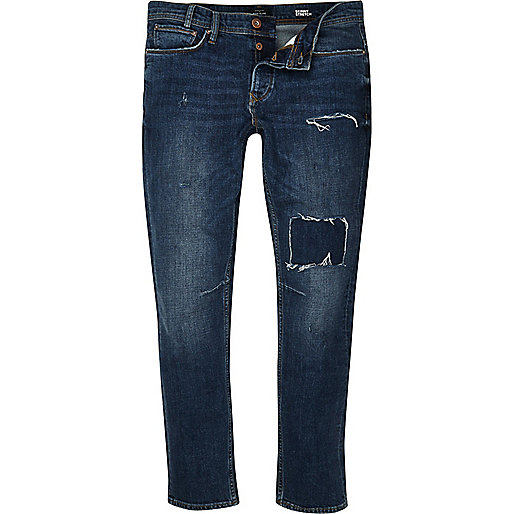 jacques-vertuk Dark blue wash ripped Sid skinny jeans 295481 men Jeans