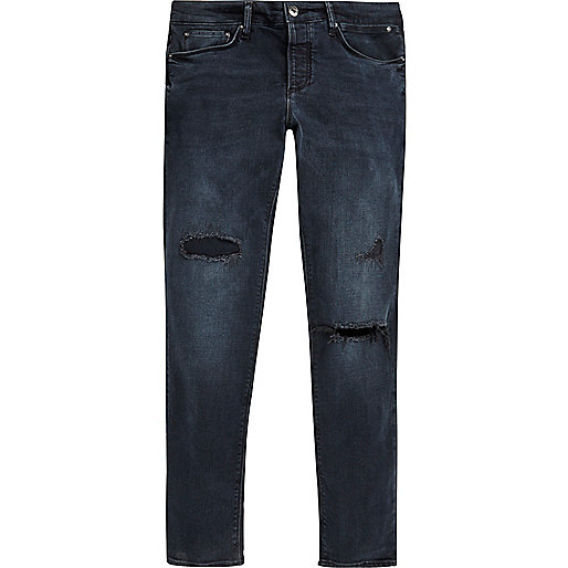 jacques-vertuk Dark blue wash ripped Sid skinny jeans 296900 men Jeans