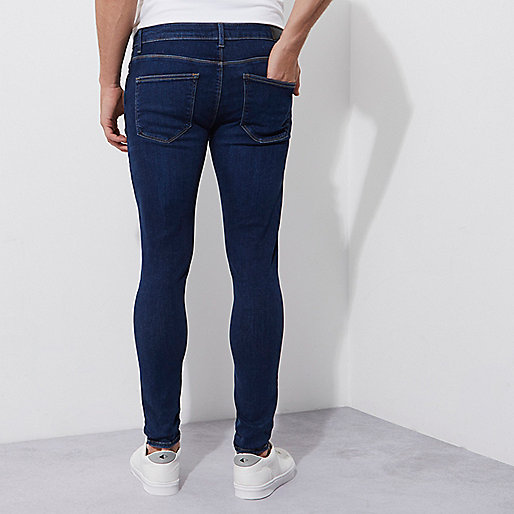 river island plisse,jacques-vertuk Shop Dark blue wash super skinny spray on jeans men 301421