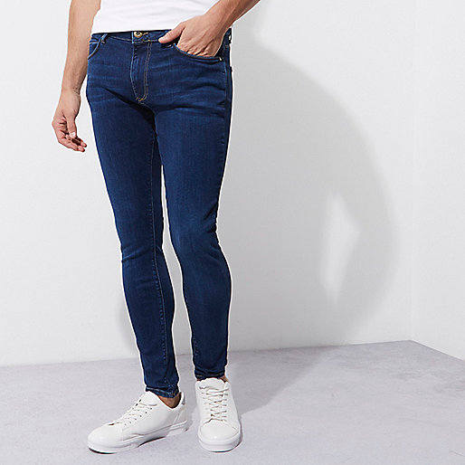 river island plisse,jacques-vertuk Shop Dark blue wash super skinny spray on jeans men 301421