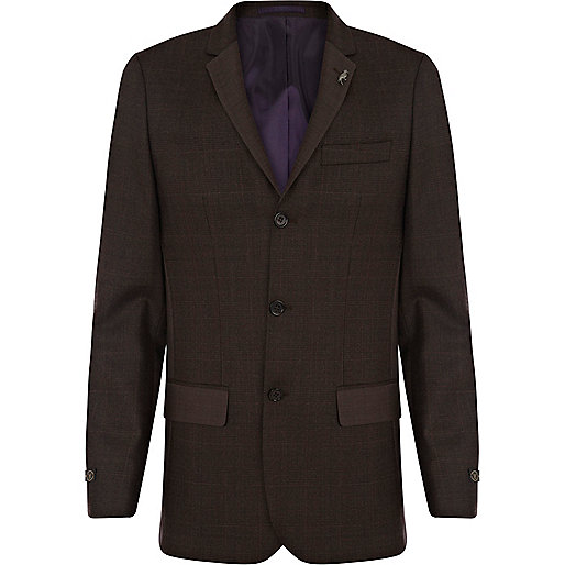 jacques-vertuk Dark brown check skinny suit jacket 273342 men Suits