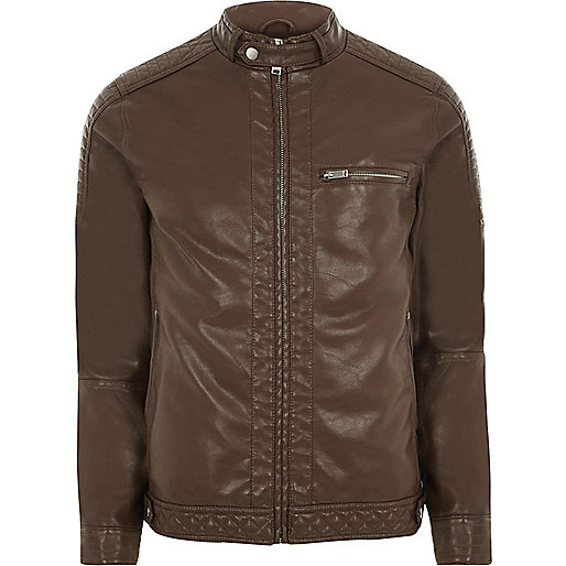 womens river island backpack,jacques-vertuk Online Sklep Dark brown faux leather racer jacket Jackets Coats / Jackets men