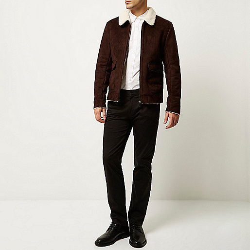 river island sale 2022,jacques-vertuk South Africa Dark brown faux suede jacket men 288249