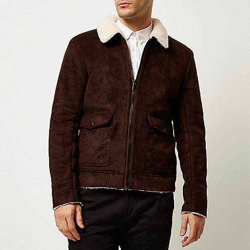 river island sale 2022,jacques-vertuk South Africa Dark brown faux suede jacket men 288249