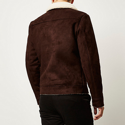 river island sale 2022,jacques-vertuk South Africa Dark brown faux suede jacket men 288249