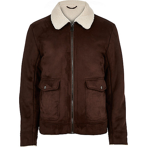 river island sale 2022,jacques-vertuk South Africa Dark brown faux suede jacket men 288249