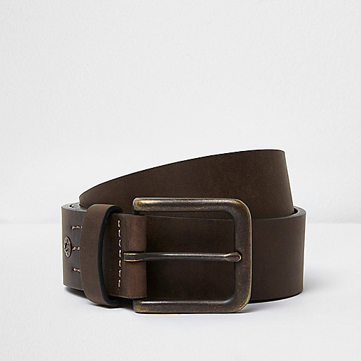 jacques-vertuk Dark brown square buckle jeans belt 302340 men Accessories Belts