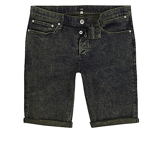 river island summer sale 2022,jacques-vertuk Shirt Dress Dark green acid wash skinny denim shorts Shorts Sale men