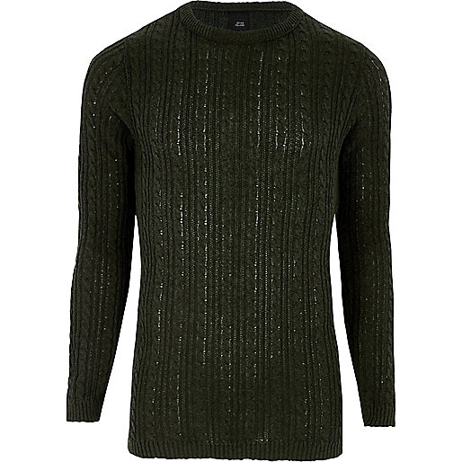 river island snow boots,jacques-vertuk Stores Dark green cable knit muscle fit sweater men 304606