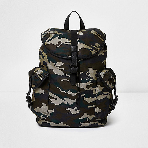 jacques-vertuk Dark green camo print backpack 301726 men Bags Backpacks