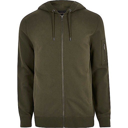 jacques-vertuk Dark green casual zip front hoodie 300817 men Hoodies / Sweatshirts Hoodies