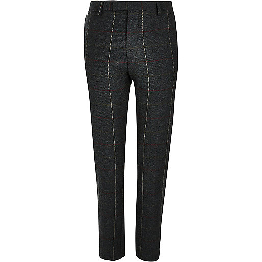 jacques-vertuk Dark green check skinny suit pants 291609 men Suits Suit Trousers