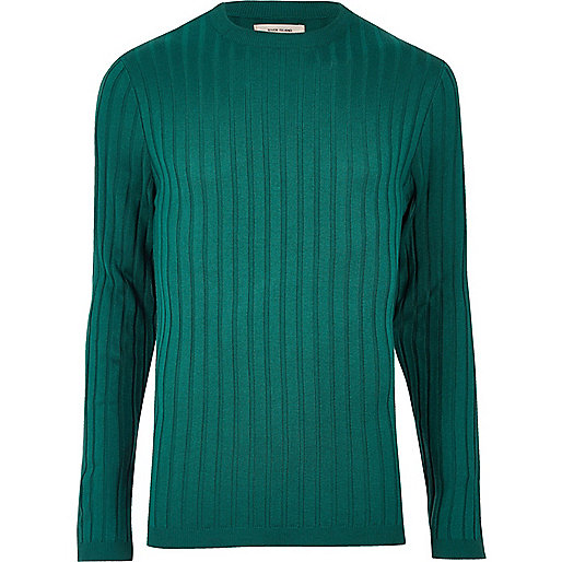 jacques-vertuk Dark green chunky ribbed muscle fit top 297546 men Jumpers / Cardigans