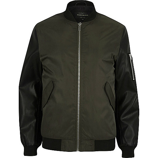 jacques-vertuk Dark green contrast sleeve MA1 bomber jacket 297843 men Coats / Jackets