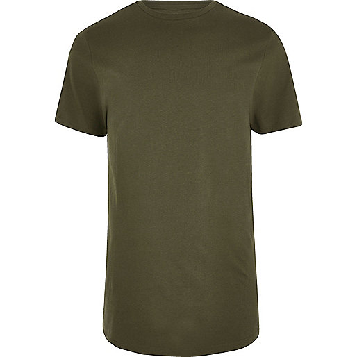 jacques-vertuk Dark green curved hem longline T-shirt 300758 men T-Shirts / Vests T-shirts