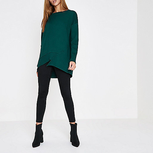 www riverisland co uk women s clothing,jacques-vertuk Ireland Dark green dipped hem sweatshirt women 709985