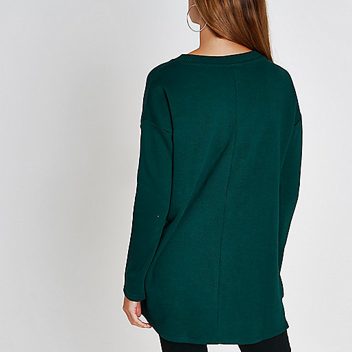 www riverisland co uk women s clothing,jacques-vertuk Ireland Dark green dipped hem sweatshirt women 709985