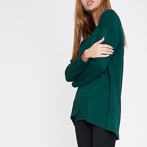 www riverisland co uk women s clothing,jacques-vertuk Ireland Dark green dipped hem sweatshirt women 709985