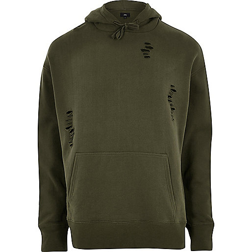 jacques-vertuk Dark green distressed hoodie 301530 men Hoodies / Sweatshirts Hoodies