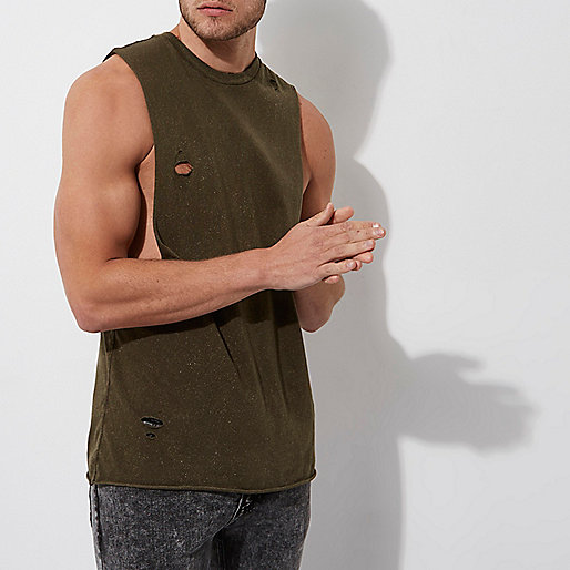 river island petite jeans,jacques-vertuk Tops Dark green distressed slim fit tank top T-Shirts / Tanks Sale men