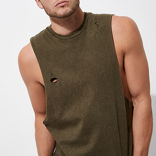 river island petite jeans,jacques-vertuk Tops Dark green distressed slim fit tank top T-Shirts / Tanks Sale men