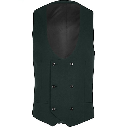 jacques-vertuk Dark green double breasted suit vest 301887 men Suits Waistcoats