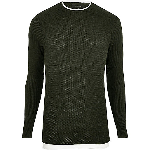 jacques-vertuk Dark green double layer tunic 297444 men Jumpers / Cardigans