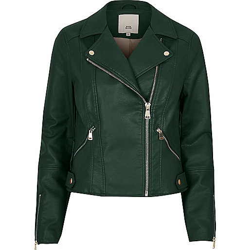 river island neon heels,jacques-vertuk Euro Dark green faux leather biker jacket Jackets Coats / Jackets women