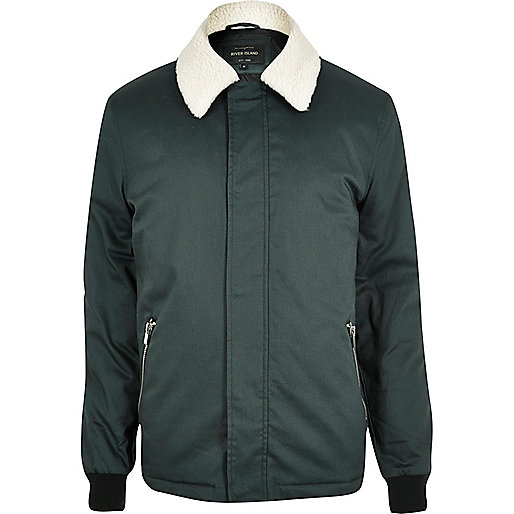 jacques-vertuk Dark green fleece collar harrington jacket 295045 men Coats / Jackets