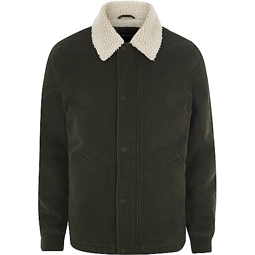 river island long quilted coat,R5Ver 5S3And Dark green fleece collar jacket Jackets Coats / Jackets men