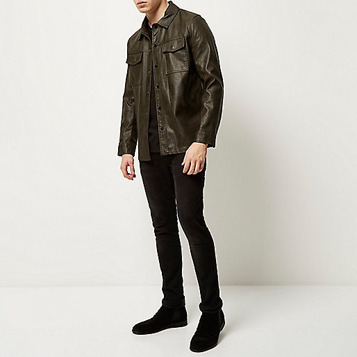 river island wool dress,jacques-vertuk South Africa Dark green leather look shirt jacket men 289676