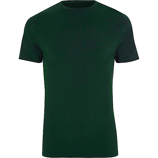 blue light river island,jacques-vertuk Nederland Shop Online Dark green muscle fit crew neck T-shirt T-shirts T-Shirts / Tanks men