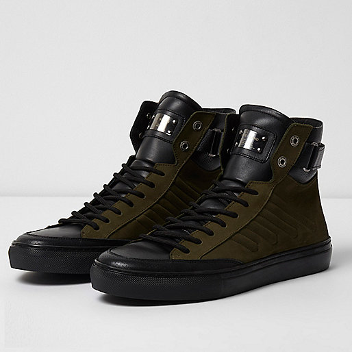 jacques-vertuk Dark green Premium leather hi top sneakers 300767 men Shoes / Boots