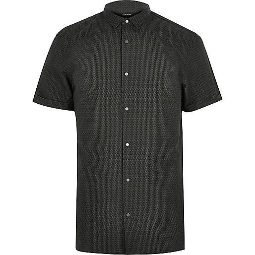 jacques-vertuk Dark green print short sleeve shirt 293511 men Shirts