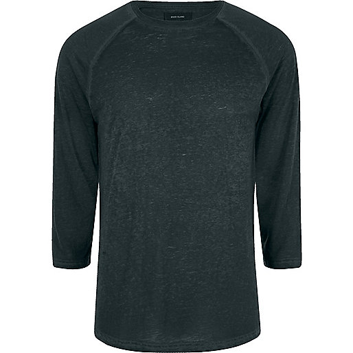 jacques-vertuk Dark green raglan sleeve slim fit T-shirt 301611 men T-Shirts / Vests