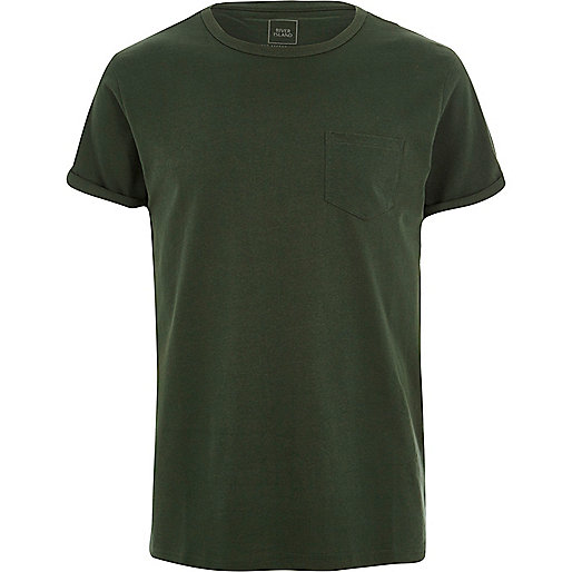 river island belt,Ladies jacques-vertuk Dresses Dark green rolled sleeve pocket T-shirt T-shirts T-Shirts / Tanks men