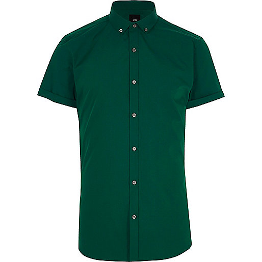 jacques-vertuk Dark green slim fit short sleeve shirt 302103 men Shirts