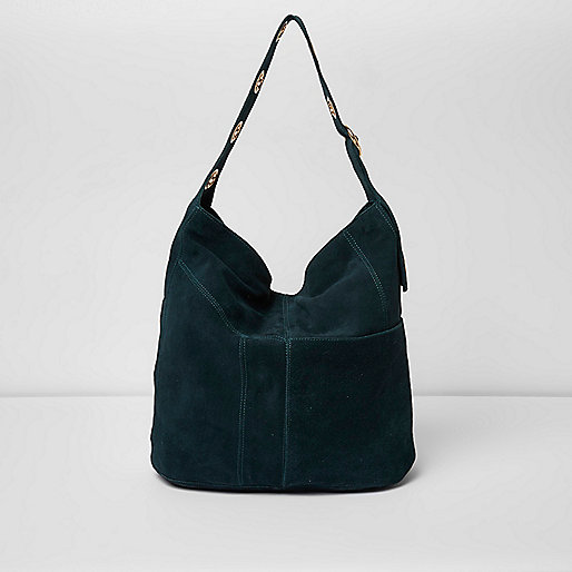 jacques-vertuk Dark green suede eyelet underarm slouch bag 703826 women Bags / Purses Shopper & Tote Bags