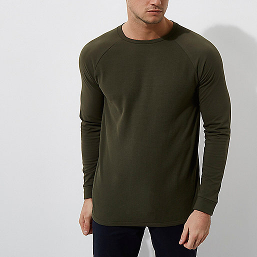 river island coated black jeans,jacques-vertuk Stores Dark green waffle slim fit raglan sleeve top men 302821