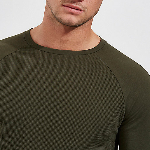 river island swimwear sale,jacques-vertuk Online Sklep Dark green waffle slim fit raglan sleeve top Long Sleeve T-Shirts T-Shirts / Tanks men