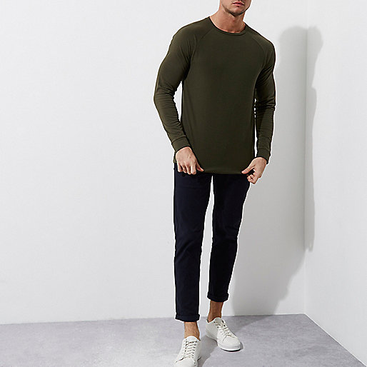 river island coated black jeans,jacques-vertuk Stores Dark green waffle slim fit raglan sleeve top men 302821